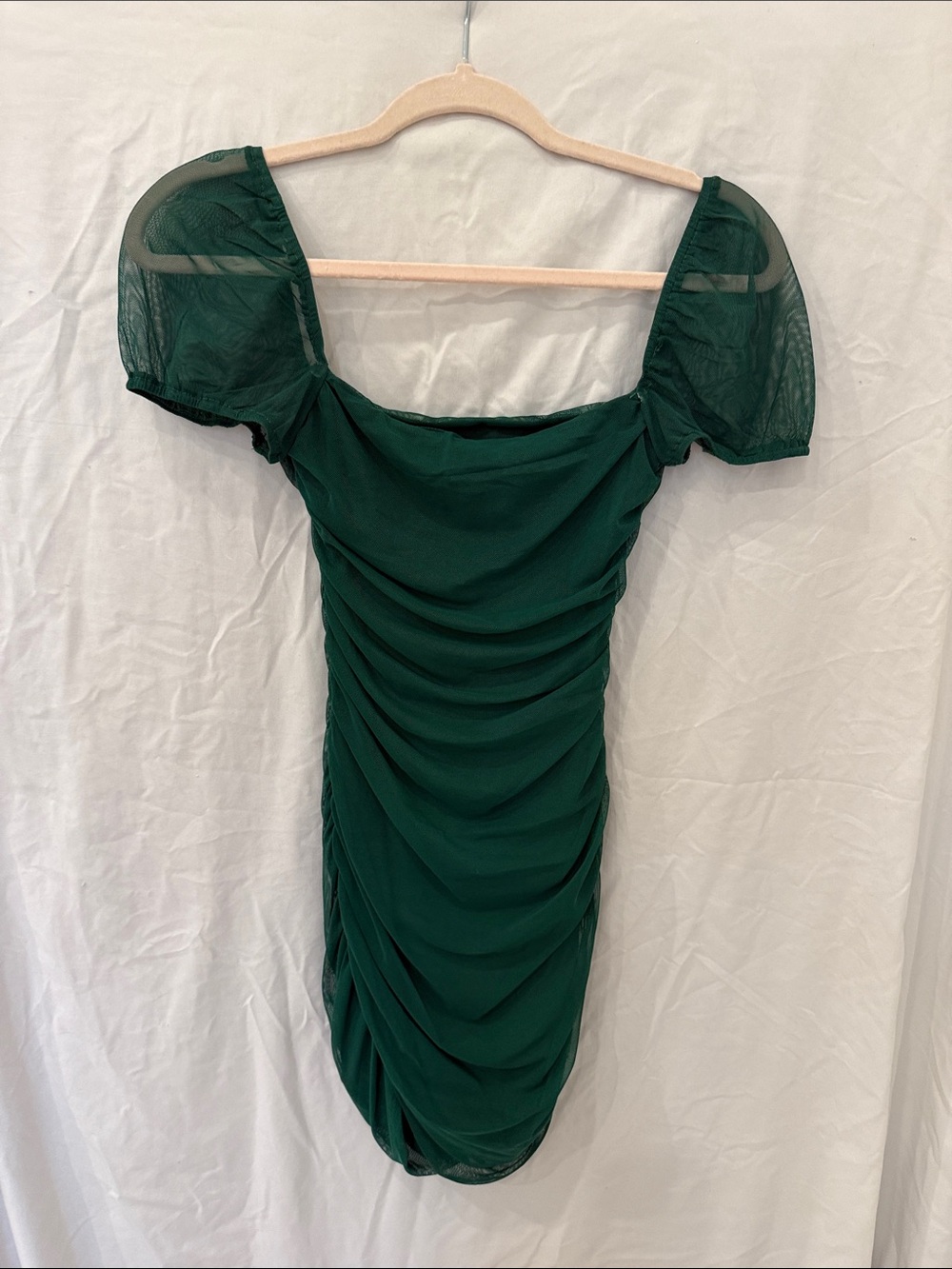 Princess Polly Green Square Neck Ruched Short Sleeve Mini Dress 2